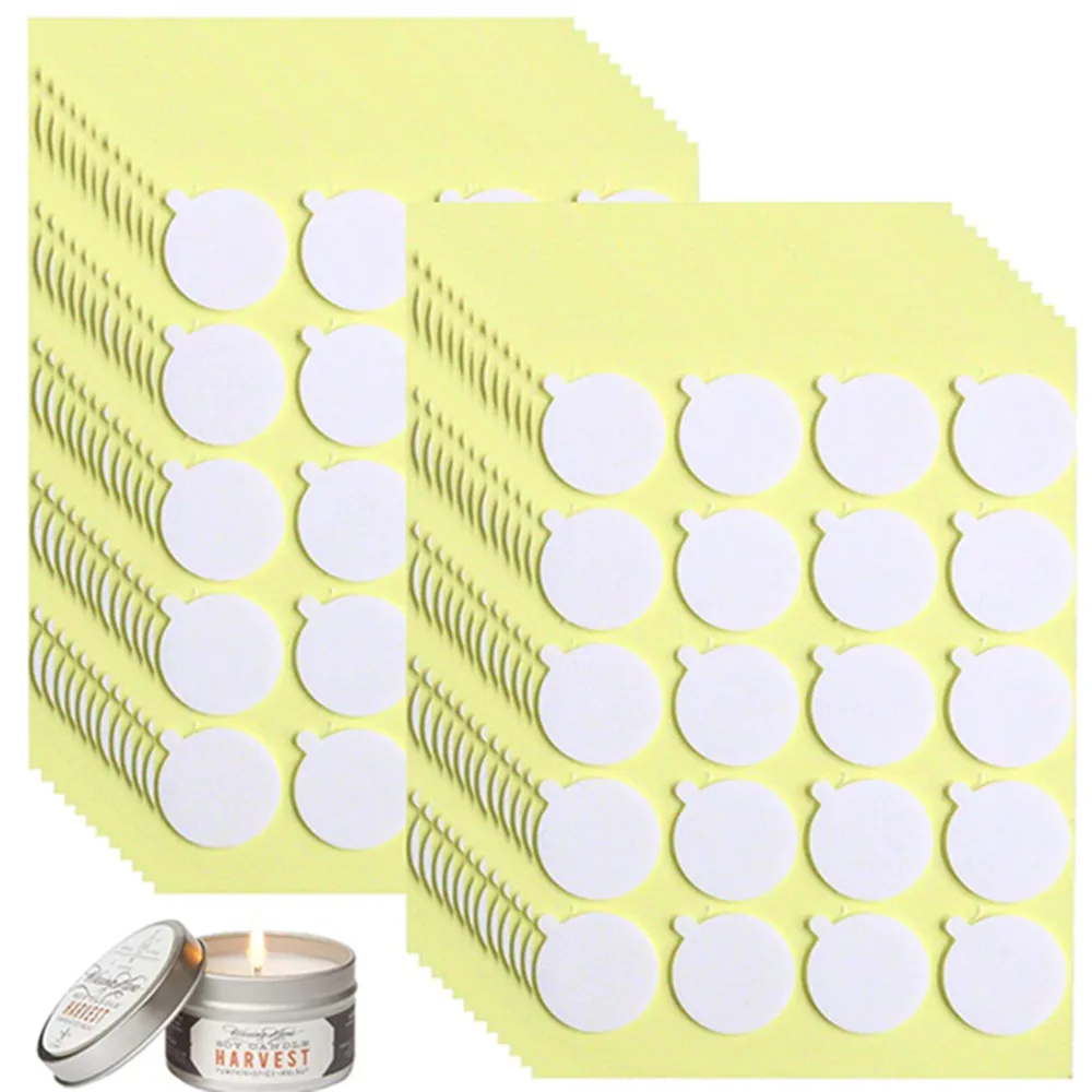 

240PCS Candle Wick Stickers Heat Resistance Double-Sided Stickers with The Little ‘‘Tail’’ Adhere Steady in Hot Wax Stickers