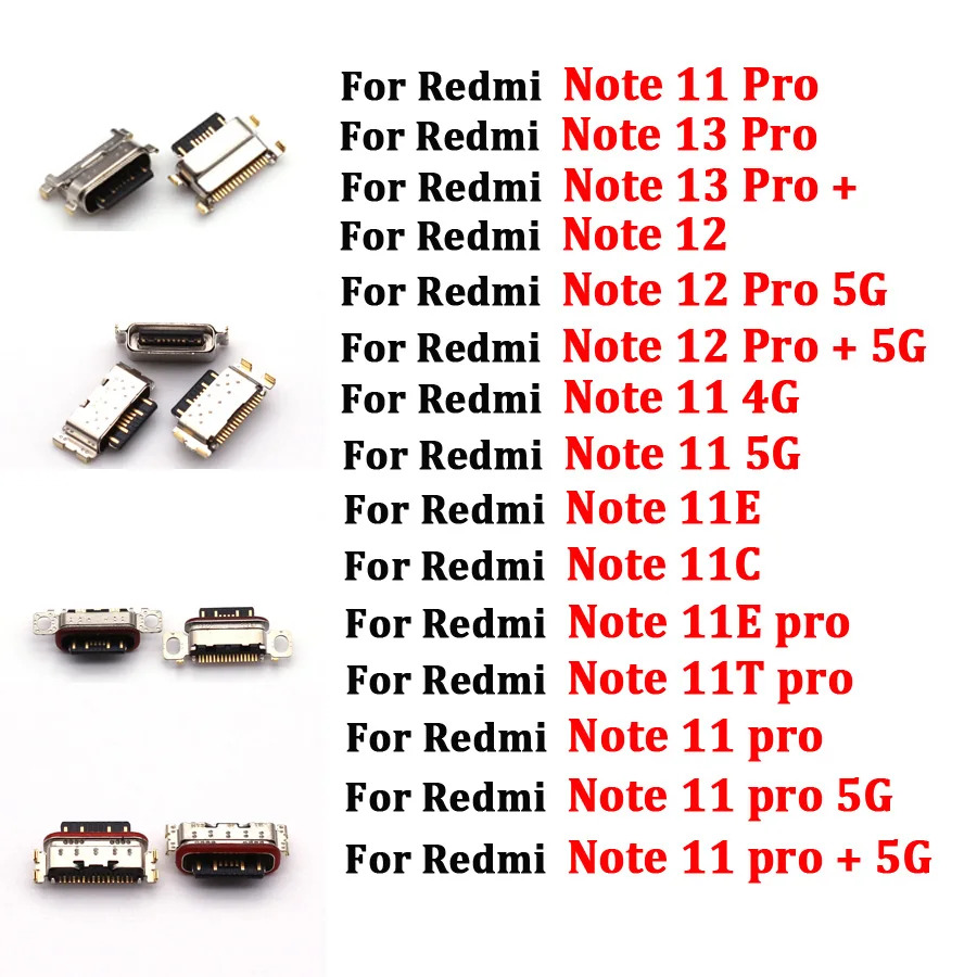 10 шт./лот новинка для Xiaomi Redmi Note 13 12 11 11E 11T Pro Plus 4G 5G USB Type-C Jack разъем зарядки