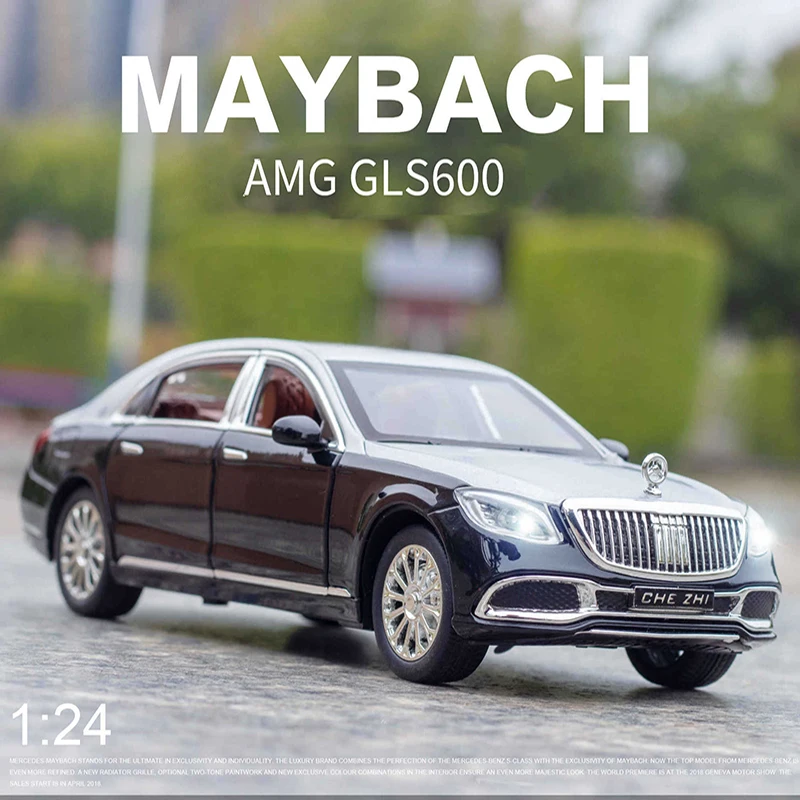 

1/24 Maybach AMG GLS600 Metal Model Car Simulation Alloy Pull Back Sound And Light Diecast Car Toy For Child Boys Birthday Gift
