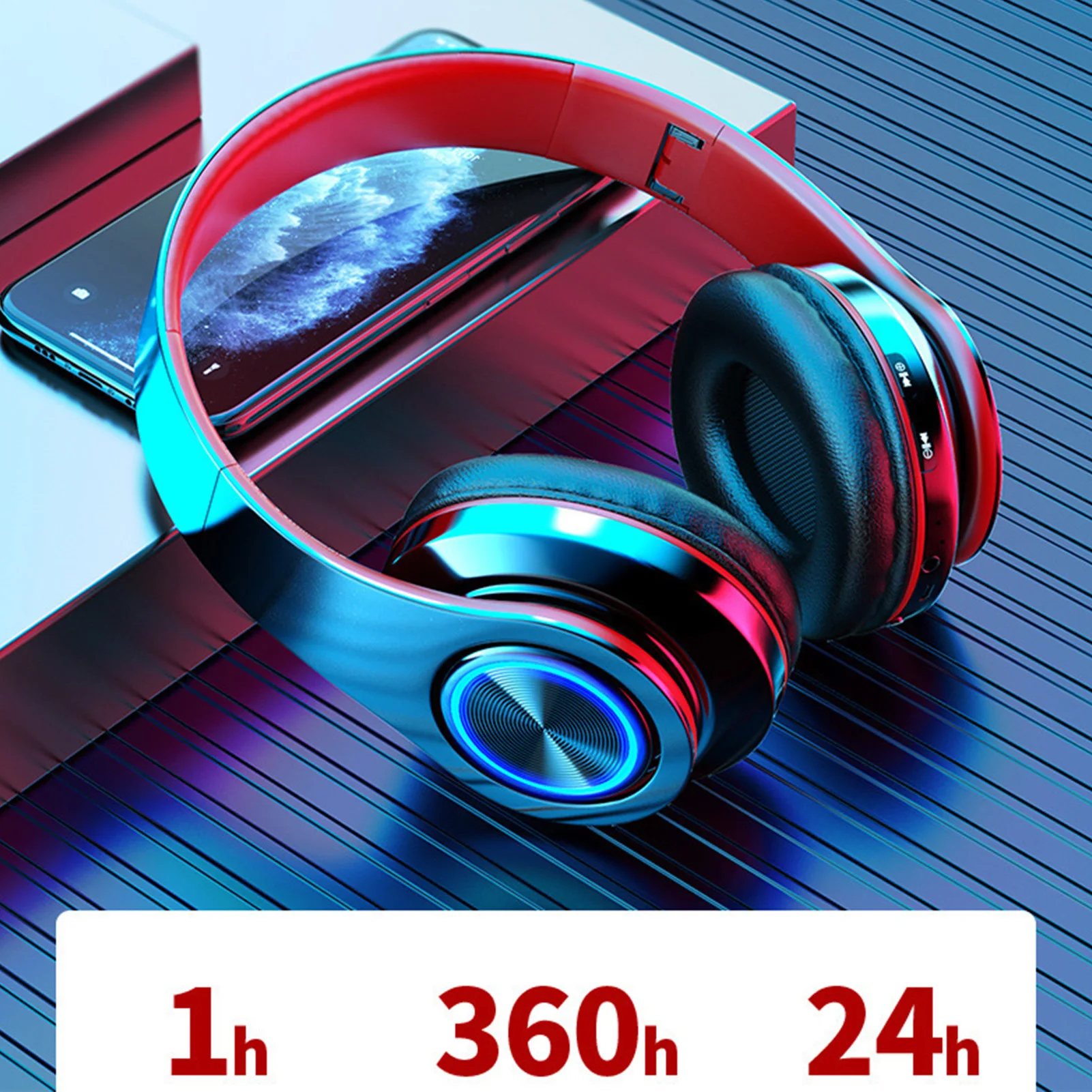 

B39 HIFI Wireless Illuminated Headphone Head-mounted Stereo Bluetooth 5.0 Headset Foldable Gaming Earphones Noise Reduction