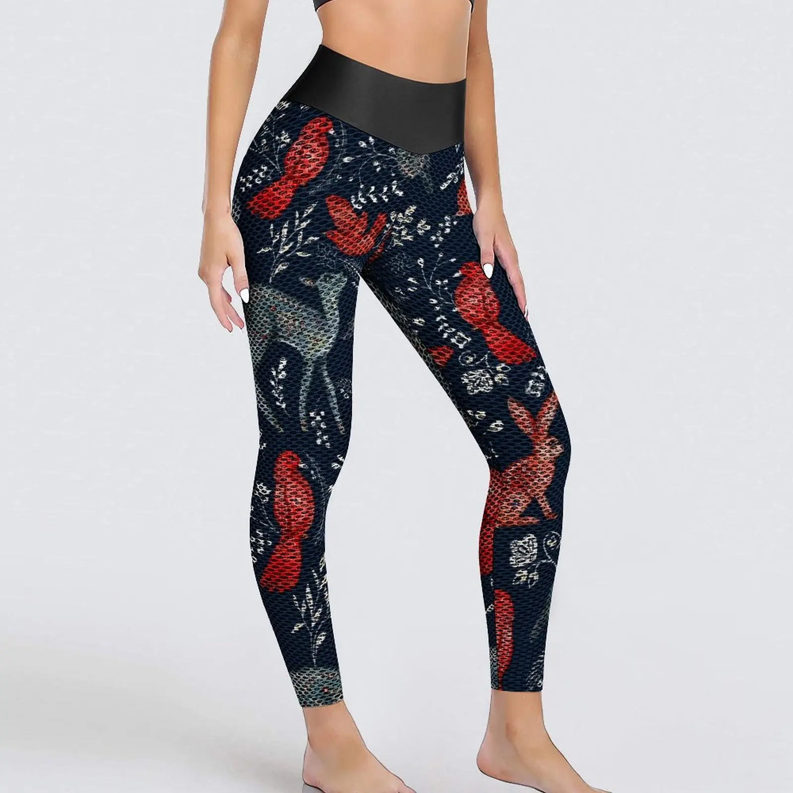 

Fox And Bird Leggings Wild Animal Deer Running Yoga Pants Sexy Quick-Dry Sports Tights Women Cute Leggins