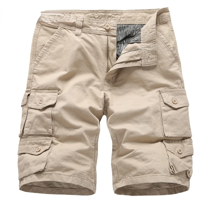

Multi-Pocket Tactical Shorts Men Cotton Bermuda Cargo Shorts Male New 2022 Summer Men's Baggy Military Zipper Knee Length Pants