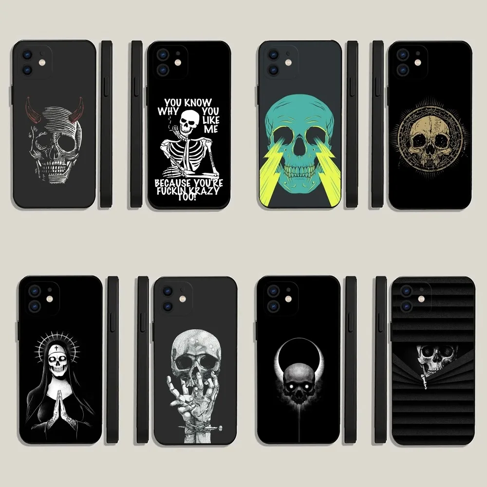 Чехол для телефона Skull Gothic Creepy iPhone 15 14 13 12 11 Plus Pro Max XS X XR SE Mini 8 7 мягкий силиконовый - Цена: 184