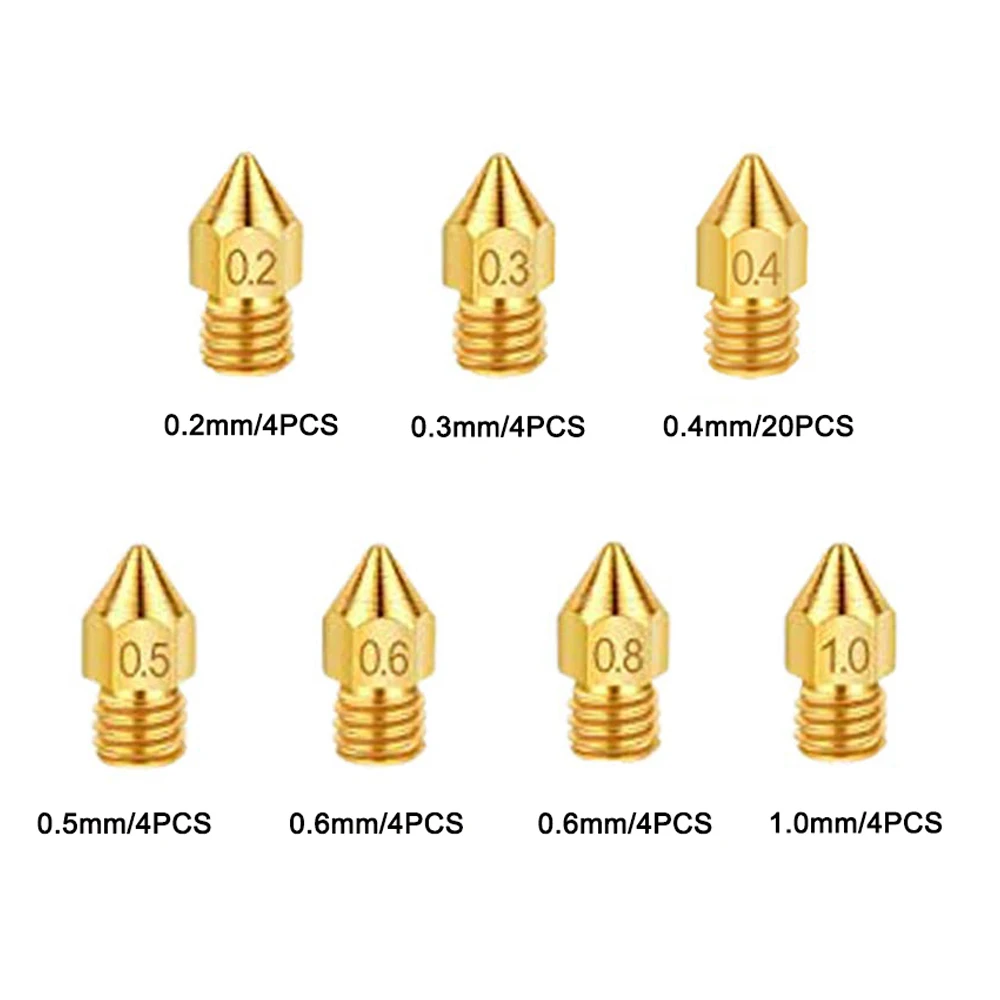 

44Pcs 3D Printer Extruder Nozzle 0.2mm 0.3mm 0.4mm 0.5mm 0.6mm 0.8mm 1.0mm MK8 Nozzle for Makerbot Creality CR-10 Ender 3 5