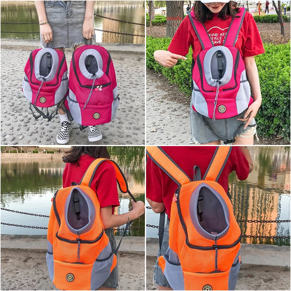 Сумка-рюкзак для переноски собак "Dog Carrier Backpack Mesh Breathable Bag Head Out Design Pet Front Pack Doggie Carrying PRE on".