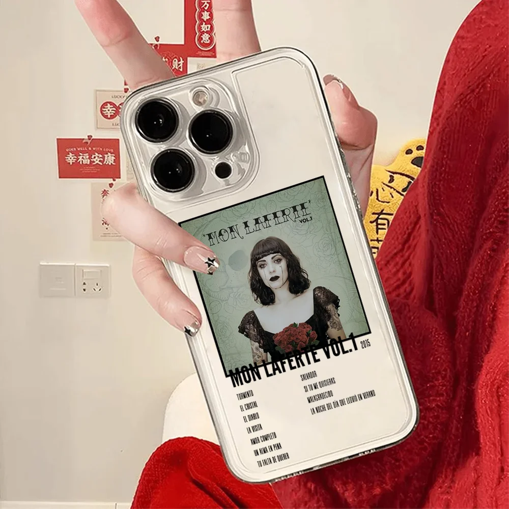 Фото Чехол для телефона с изображением чилийского певца Мон Ларфетте, FUNDA, для iPhone 12, 11, 13, 14, 15, 16, 17 MINI Max Pro Plus, ударопрочный, мягкий, прозрачный, с мягкой задней крышкой №4