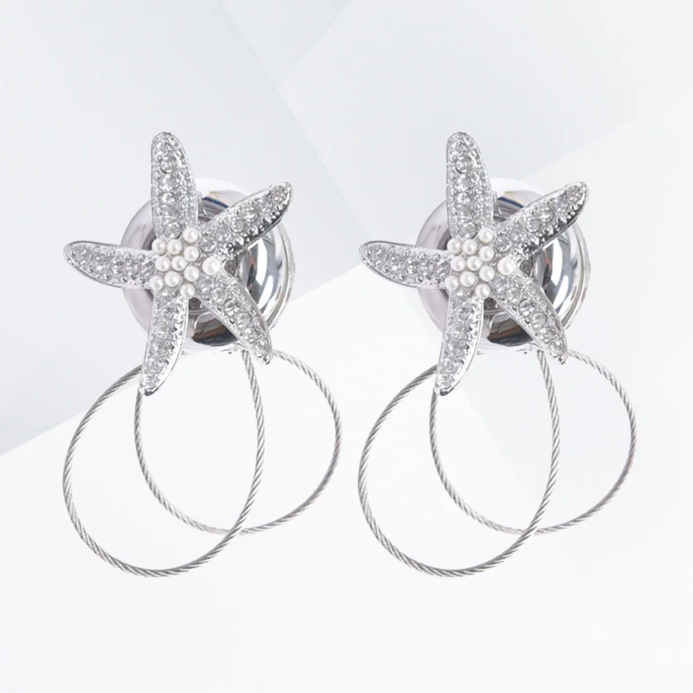 

2 Pcs/pack Simple Magnet Curtain Buckles Magnetic Window Curtains Accessories Free-installation - Sea Fish Pattern (Silver)