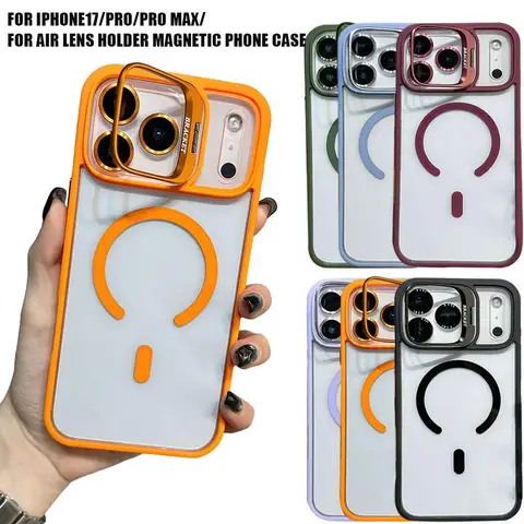 Магнитный противоударный чехол для телефона IPhone 17 Air 17 Pro/Pro Max с подставкой, прозрачный чехол, аксессуары