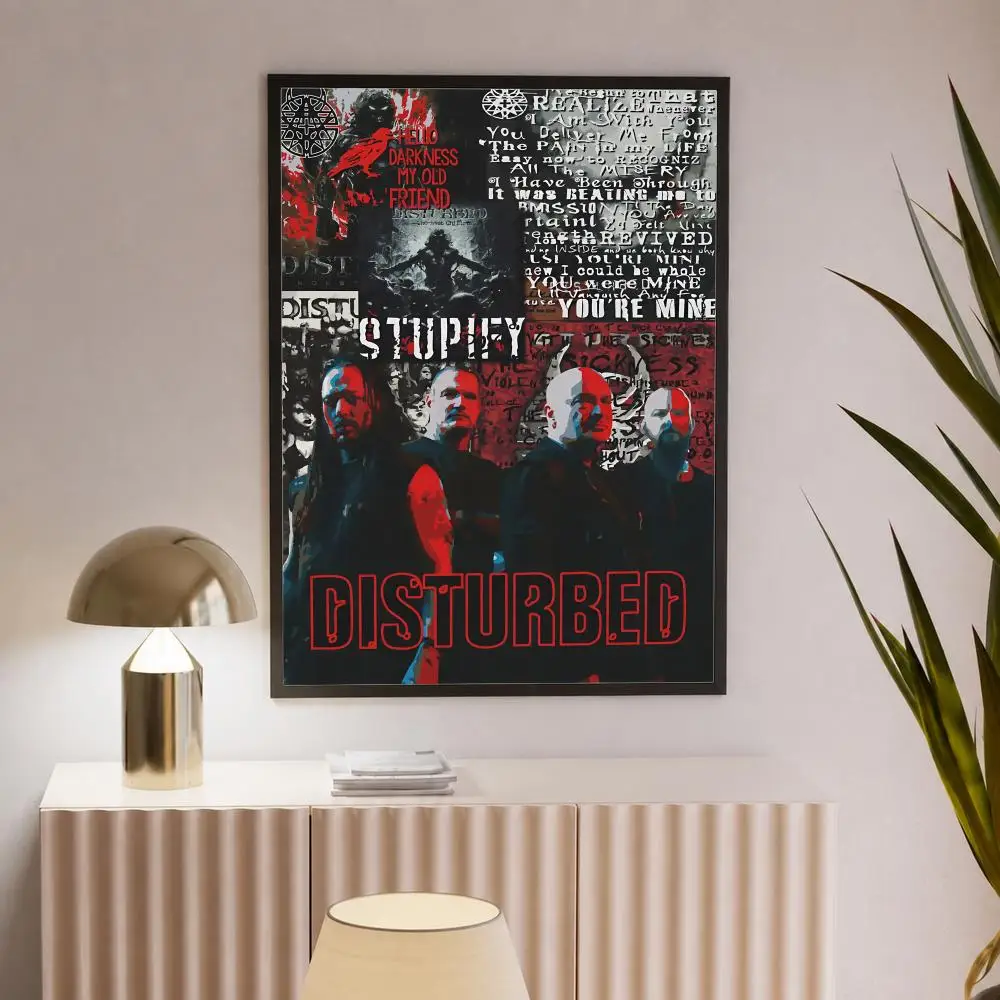 Фото Постер с обложкой альбома группы D-Disturbed в стиле хэви-метал, винтажный принт на бумаге PP, настенное украшение для спальни и гостиной, эстетичный декор. №4