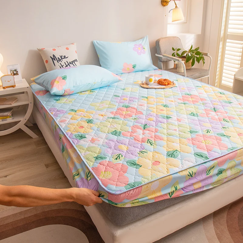 

ZHENXISHUS Bed Pad Protector Cover Hotel Bedspread Add Cotton Thicken Quilted Mattress Cover Bed Sheets Anti-bacterial King Size