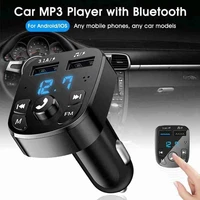 bluetooth version 5 0 fm transmitter car player kit card car charger quick with qc3 0 dual usb voltmeter aux inout dc 1224v