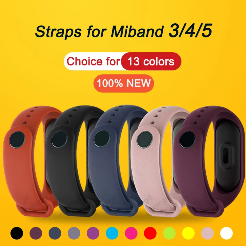 Replacement Bracelet for Xiaomi Mi Band 3 4 5 Strap Silicone Wrist Strap for Mi Band 3 4 5 Wriststrap Wristband for Miband 3 4 5