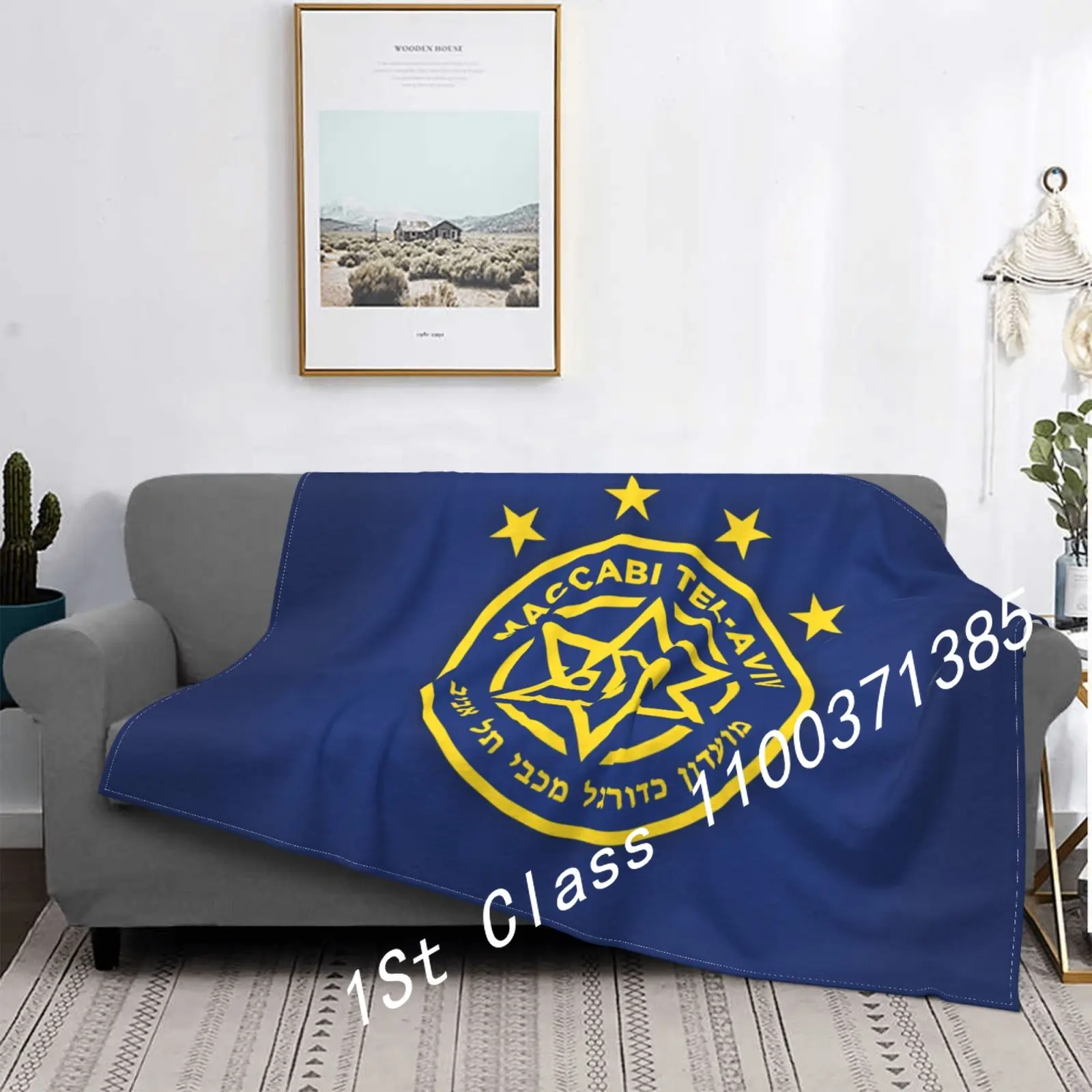 

Israel Maccabi Tel Aviv Fleece Blanket Ultra Soft Flannel Blanket Digital Printed All Season Premium Fluffy