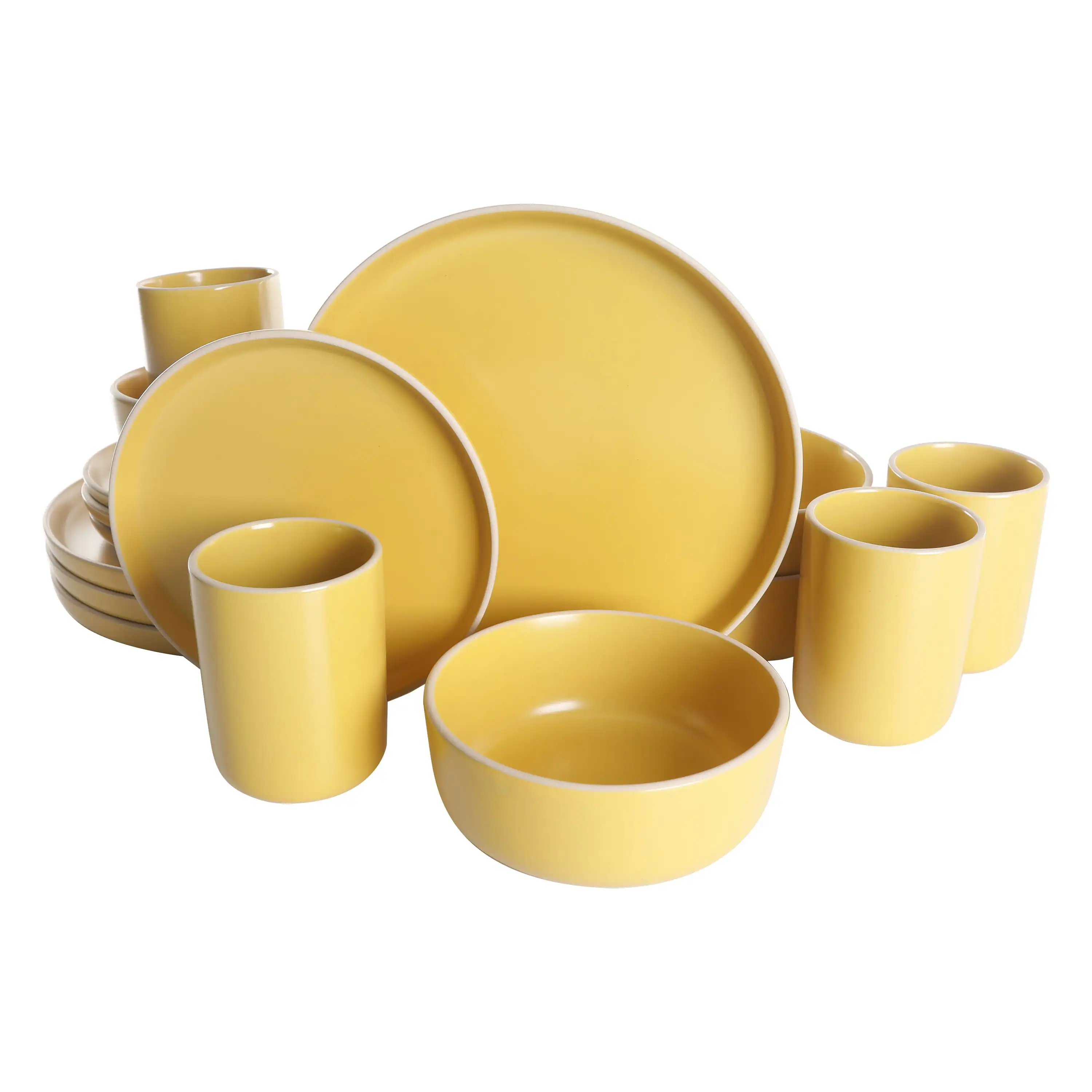 

Gap Home Color Matte 16-Piece Round Yellow Stoneware Dinnerware Setcomplete tableware set