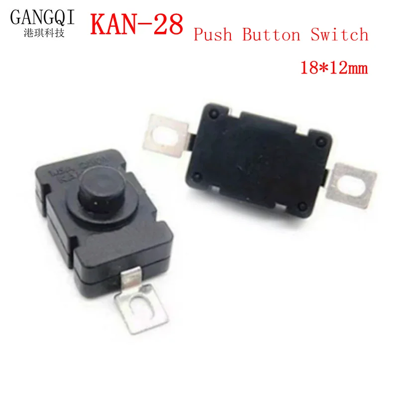 

10pcs KAN-28 1.5A250V Flashlight Switches Self Locking SMD Type 18 x 12mm Push Button Switches 1812-28A