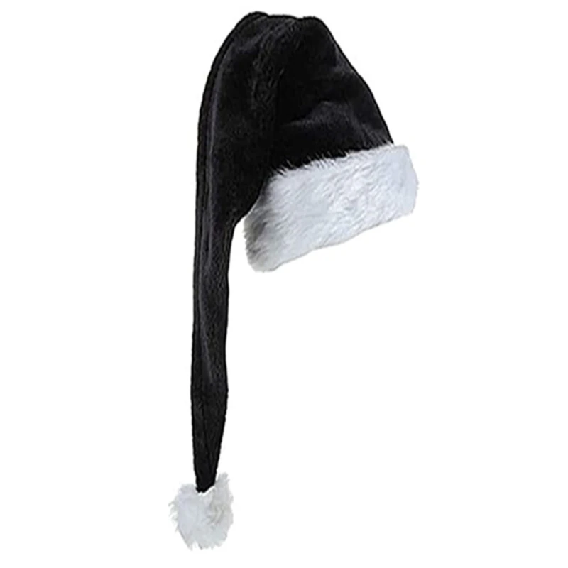 

Adult Velvet Santa Hat Comfortable Hat Traditional Black and White Plush Christmas Santa Hat for New Year Presents