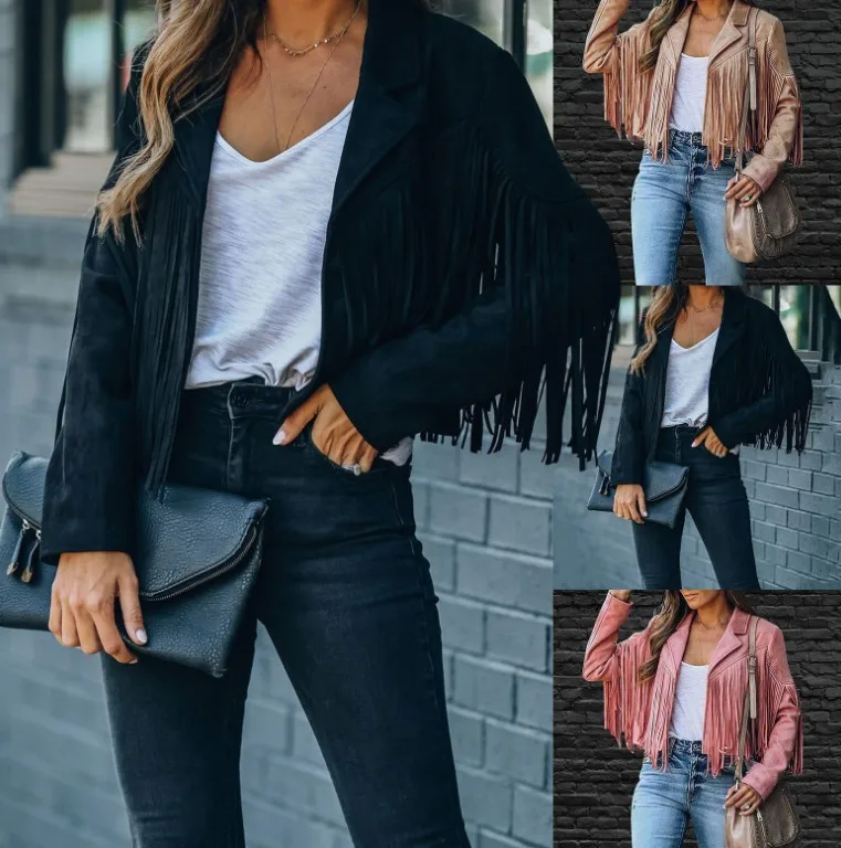 

Women's 2023 Autumn New Slim Fit Top Long Sleeve Tassel Coat Women