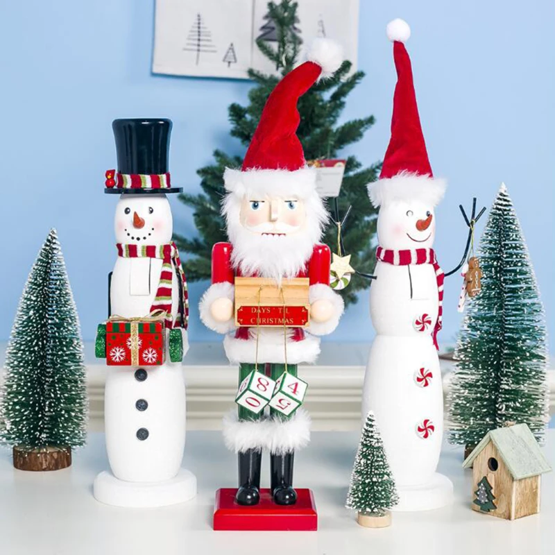 

Lovely Christmas Ornament Wooden Hand-painted Doll Creative Xmas Desktop Decoration For Home Living Room Bedroom Ornament