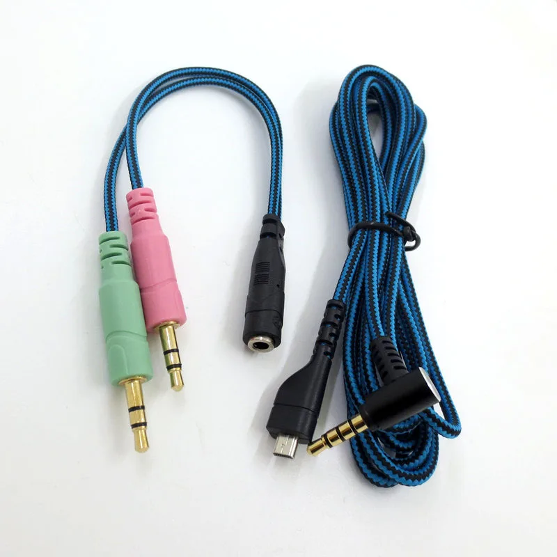

Arctis 3 5 7 Cyr Ice Game Headphone Cable Blue And Black Stripe Audio Cable Headphones And Headphone Wires