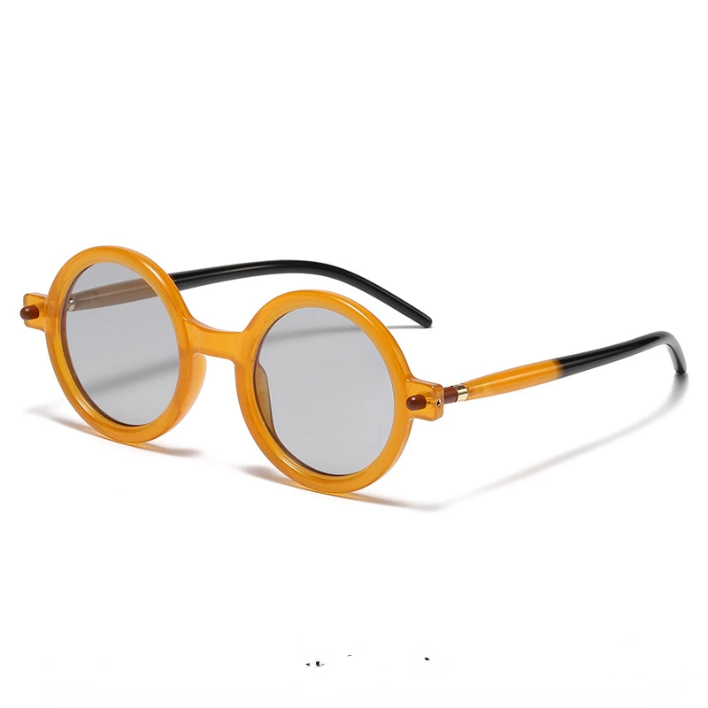 New Men's and Women's Sunglasses round Frame Modern Fashion All-Match Street Shot Sunglasses Retro Artistic Ins Plain Glasses