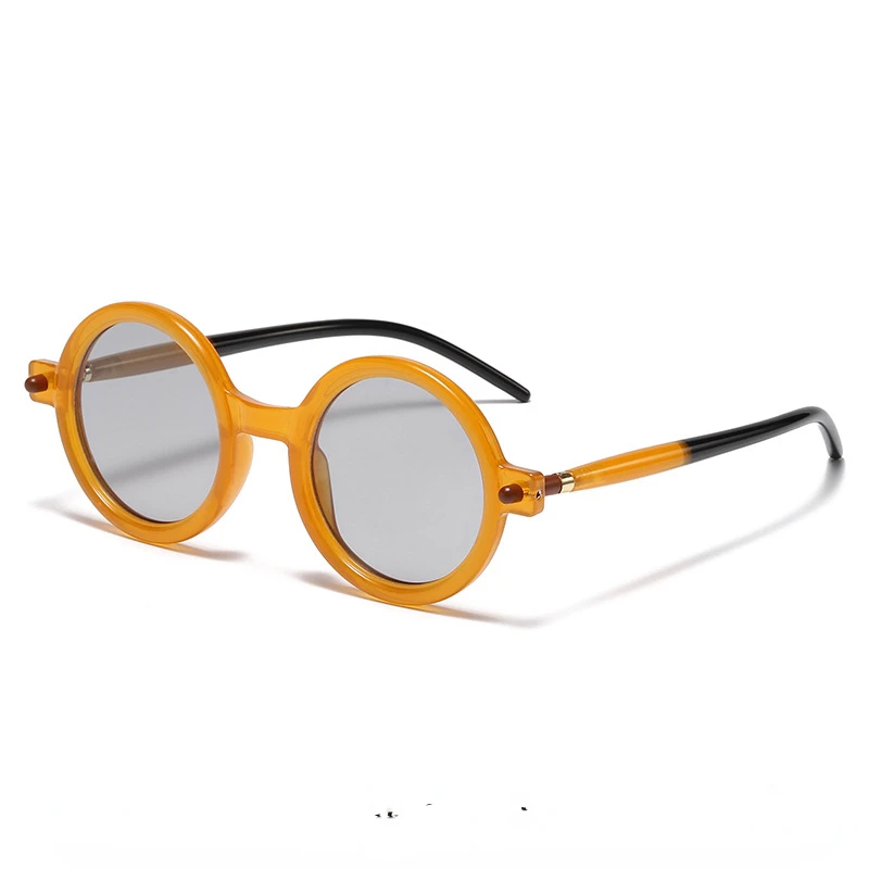 

New Men's and Women's Sunglasses round Frame Modern Fashion All-Match Street Shot Sunglasses Retro Artistic Ins Plain Glasses