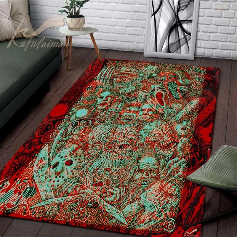 

Ковер в виде черепа, сатана, для гостиной, пентаграмма, демон, вожделение, Тронный ковер, черно-белые, красно-сатановые ковры