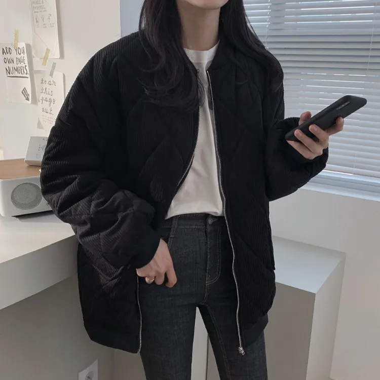 Autumn Winter Women's Parka Coats Casual Fashion Loose Female Solid Warm Coat with Pockets Korean Style Jacket