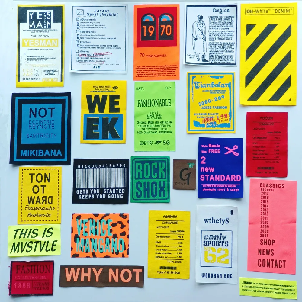 

23Pcs/Lot Fashion Labers Cloth Patches Color Printed Cloth Paste Clothing Handmade DIY Garment Decor Accessories