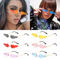 streetwear metal party cosplay eyewear fashion flame sunglasses sunglasses for women flame shaped sun glasses