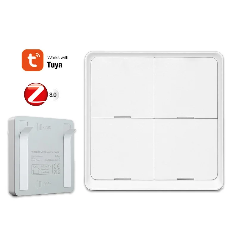 

4-key Tuya zigbee scenario switch wireless random graffiti pasting Smart switch remote zigbee scenario flip switch