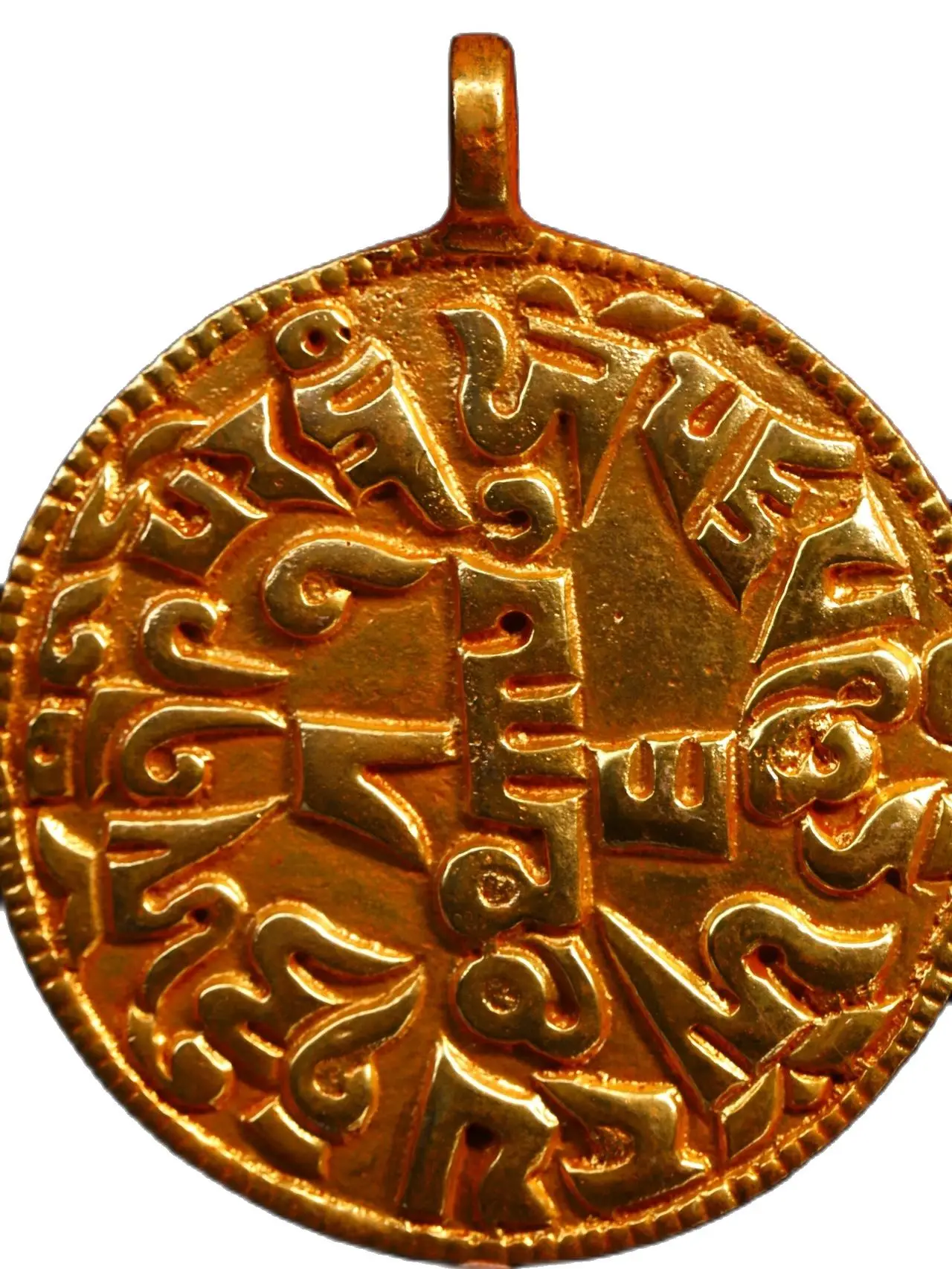 

Tibetan Buddhism Handmade Old Gilt Copper Nine Palaces and Eight Trigrams Buddha Amulet,Height 7cm,Width 6cm
