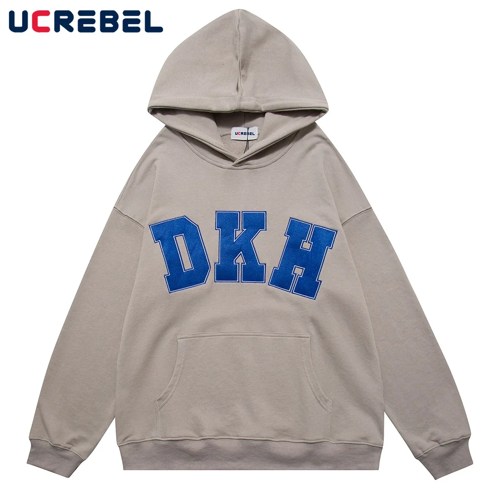 

Letter Print Hoodies Mens Autumn Streetwear Pocket Casual Sweatshirts High Street Loose Cotton Top Men