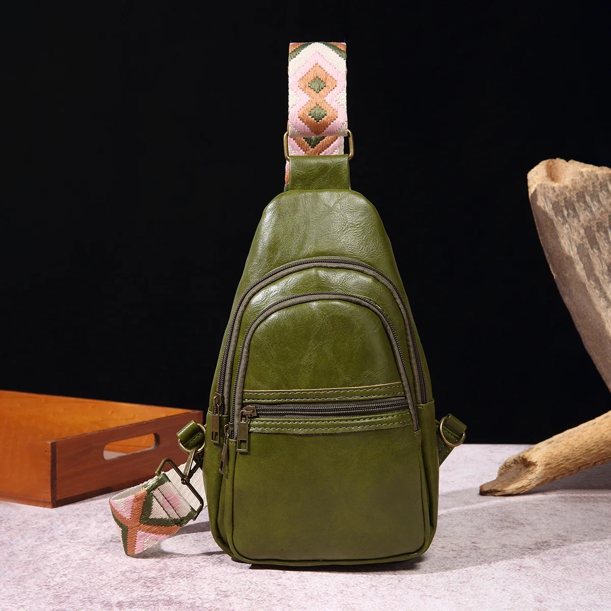 Рюкзак-слинг в стиле ретро сумка через плечо из масляной вощеной кожи нагрудная с