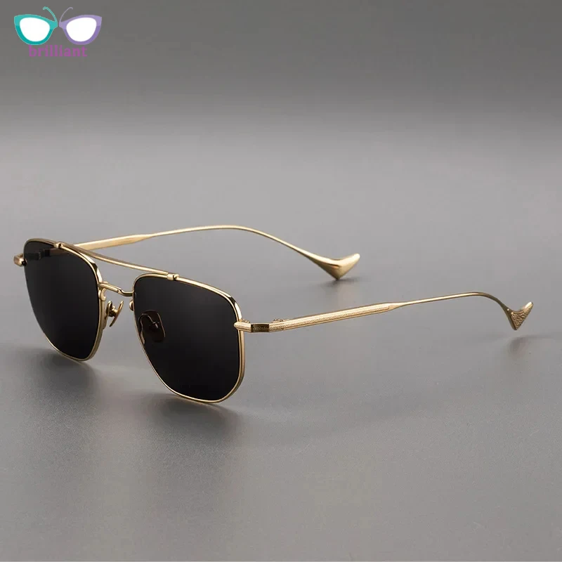 Новые солнцезащитные очки из чистого титана с двойным лучом в стиле ретро для