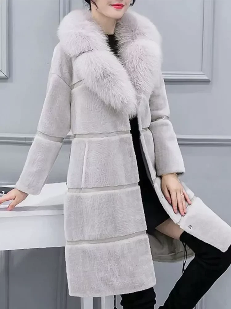 New in Winter Faux Fur Coat Women Thick Long Sleeve Jacket Fashion Women Fake Fur Collar Outerwear Women Warm Faux Fur Coat y2k