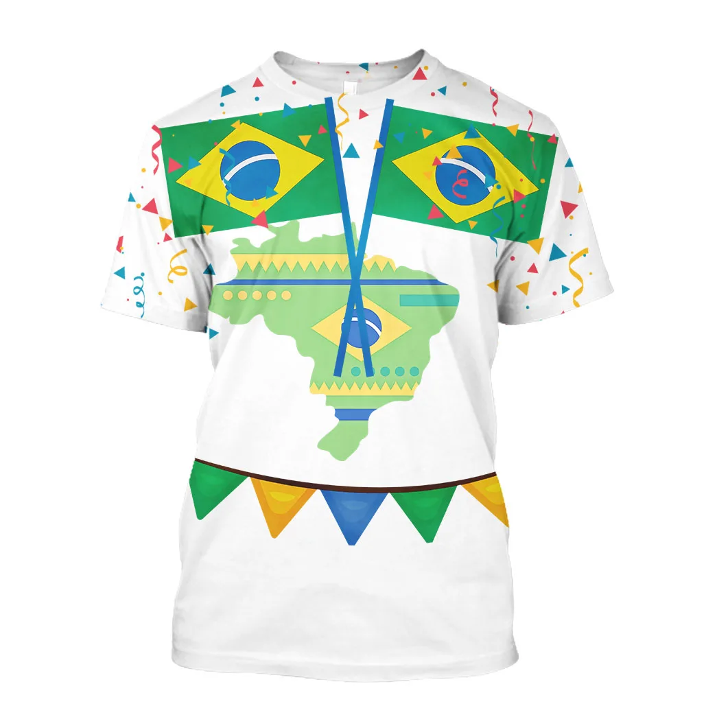 

Jumeast Brasil Flag 3D Graphic T Shirts 200th Independence Day Printed T Shirt Fireworks September 7 Brazil Map Streetwear Tops