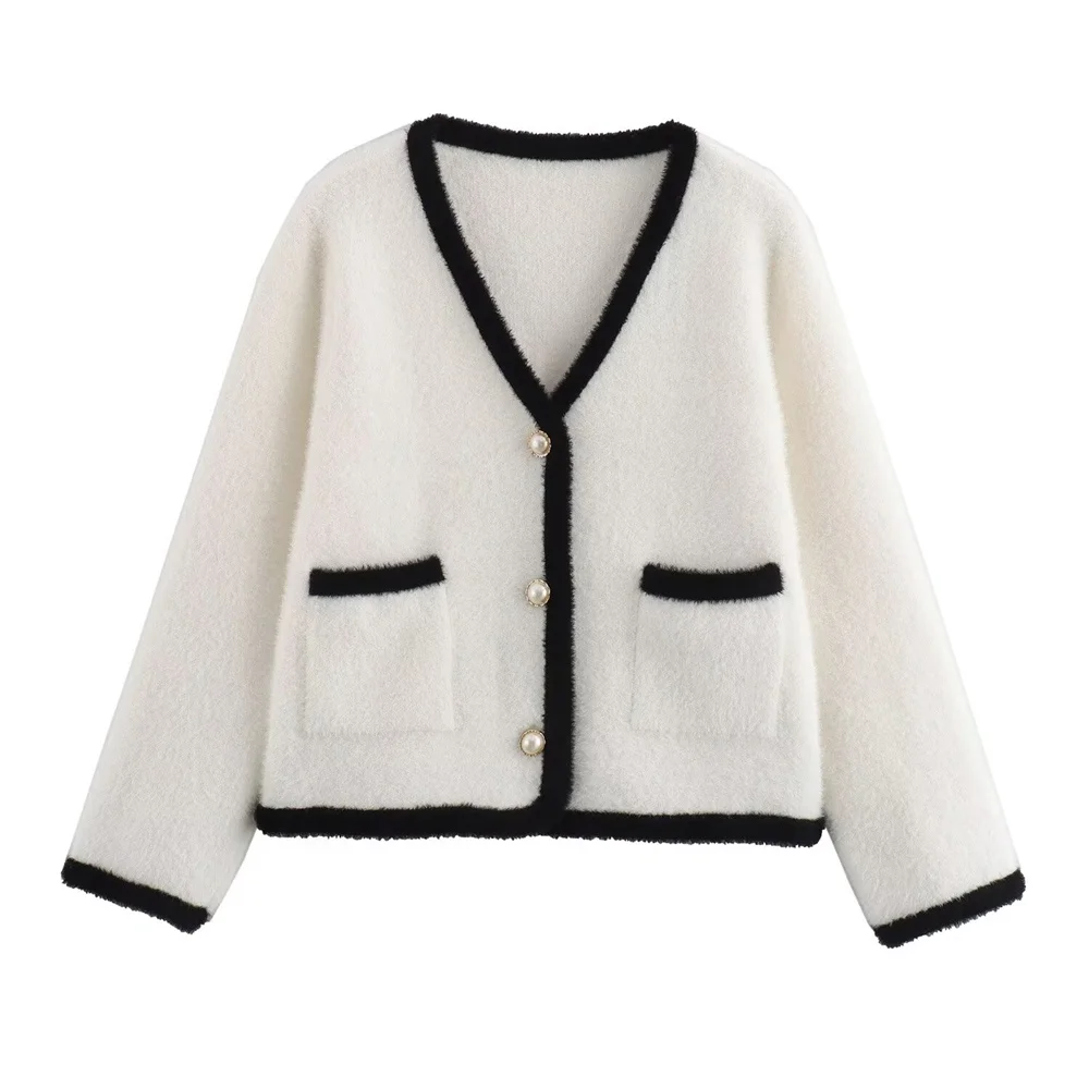 Женская Осенняя одежда новинка 2024 модная повседневная трикотажная куртка в