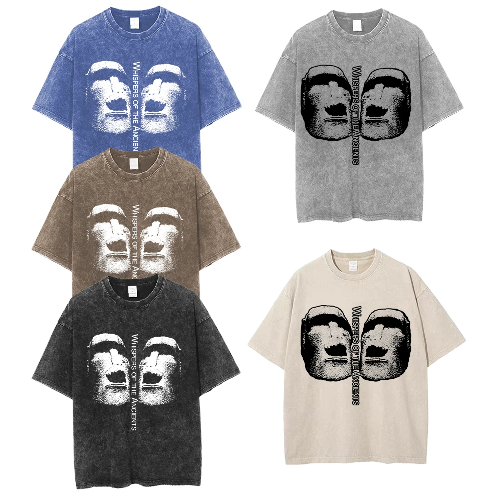 Coolmind U0046 Мужская футболка с принтом статуи Пасхи острова большой размер 100% хлопок