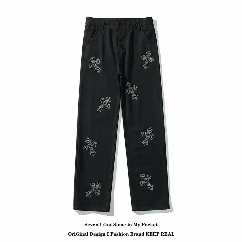 Женские черные брюки Goth Mall в стиле Харадзюку гранж эмо стразы джинсы-карго