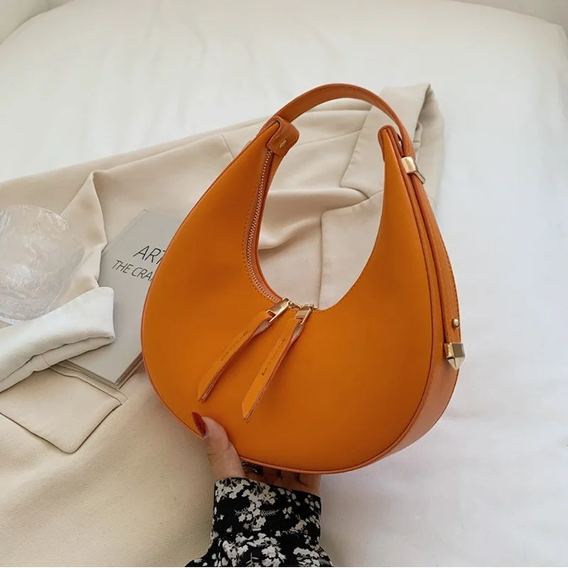 

Vintage Solid Colour PU Leather Shoulder Bags For Women Elegant Underarm Hobo Bag Ladies Purses and Handbags 2022 Trend Brand
