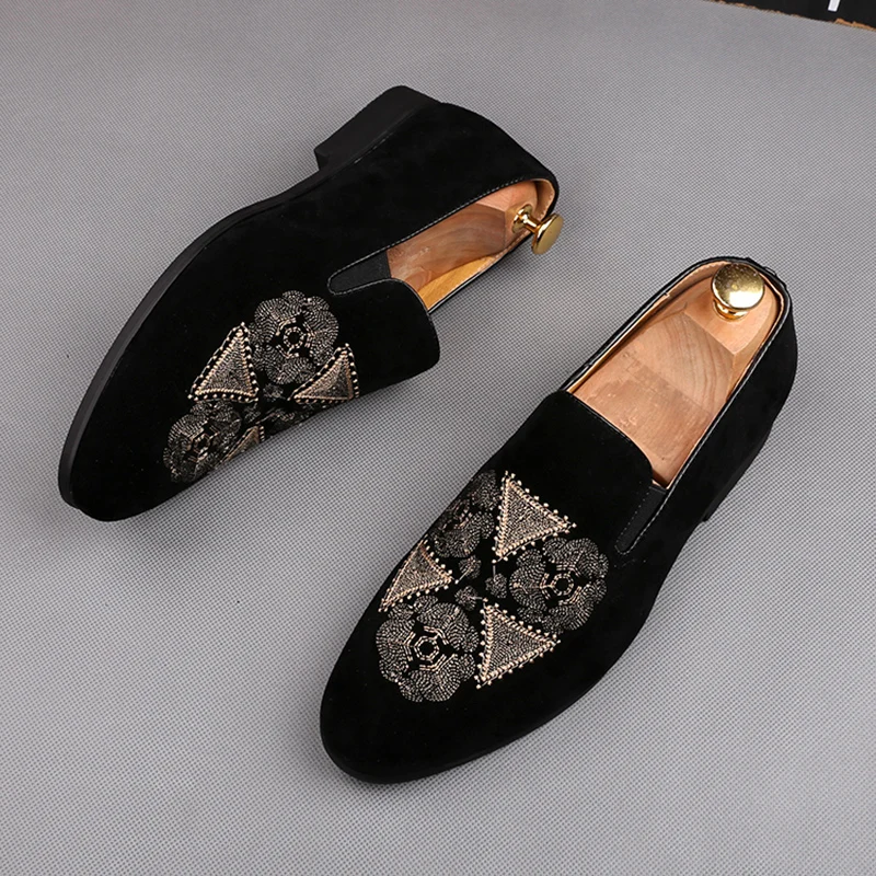 

big size mens casual cow suede leather shoes slip-on lazy shoe smoking slippers party banquet dress breathable summer loafers