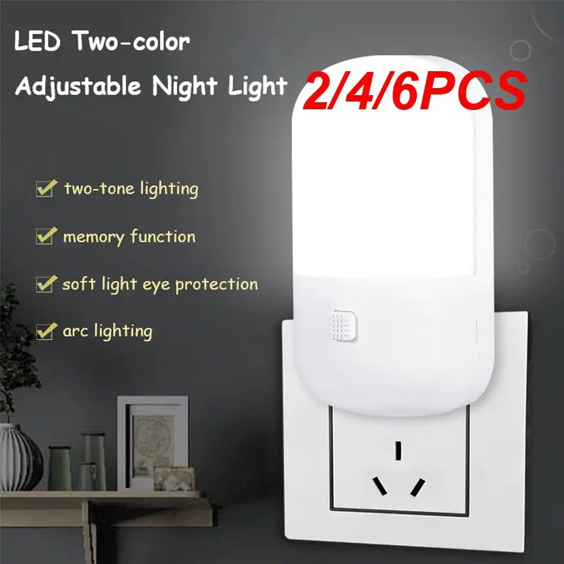 

2/4/6PCS LED Night Light EU/US Plug-in Switch Lamp Nightlight Energy Saving Bedside Lamp For Children Bedroom Hallway Stairs