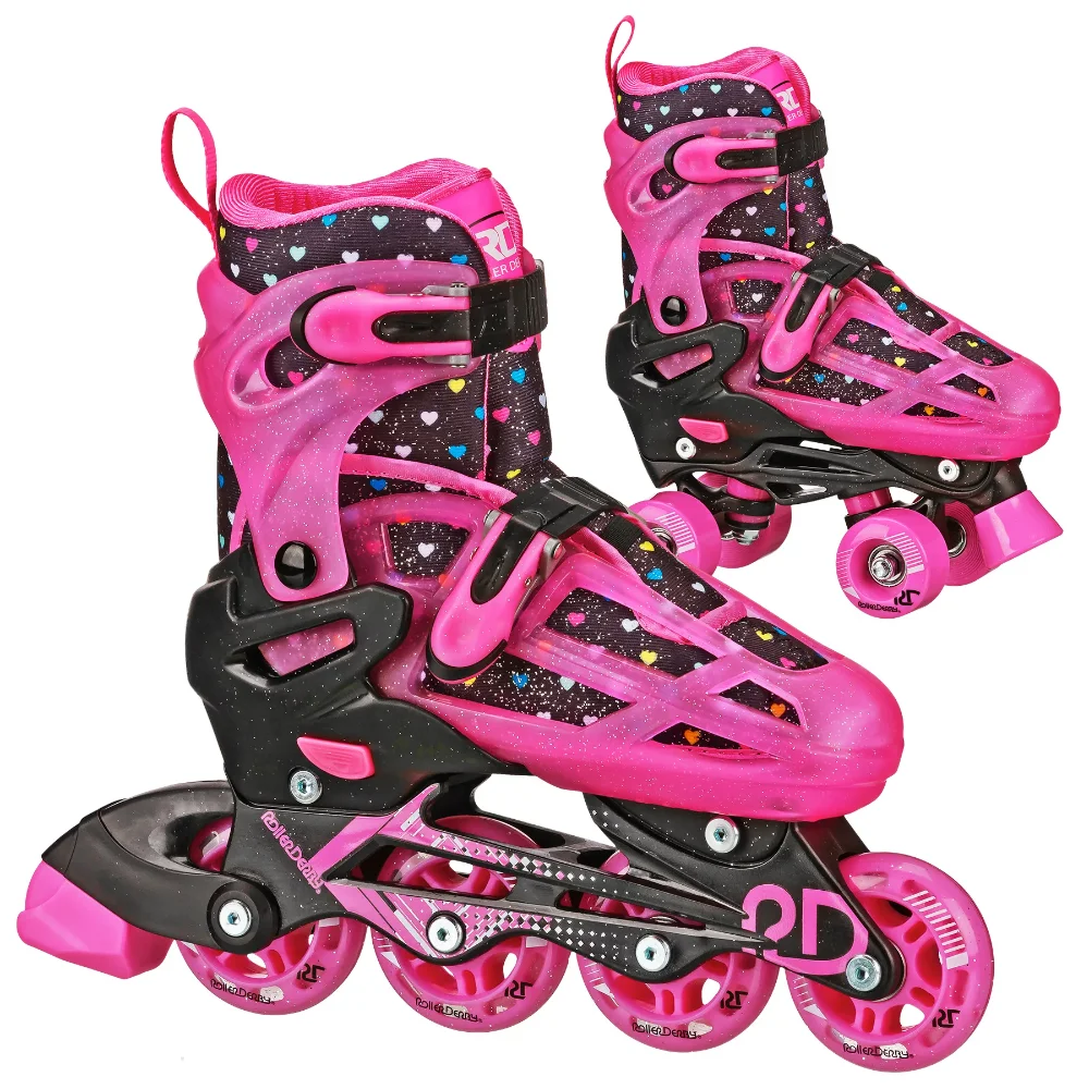 

2n1 Adjustable Roller/Inline Girls Skates Medium (3-6) roller skate shoes roller skates women roller skates for kids