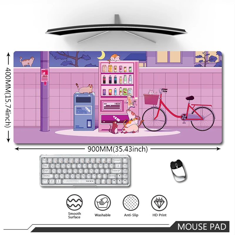 

Pink Cute Cat Mouse Pad Gamer Large Mousepad XXL Kawaii Mouse Mat Non-Slip Rubber Mause Pads Gaming Accessories Big PC Desk Mat