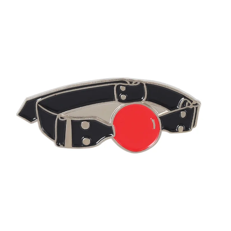 Creative Fun Red Collar Enamel Brooch Funny Necklace Ball Alloy Pins Badge Punk Woman Jewelry For Friends images - 6