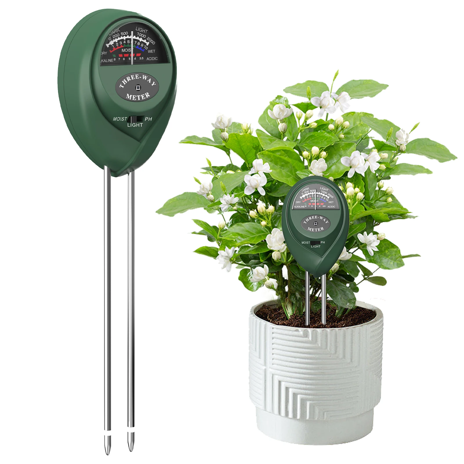 

Измерительный Прибор 3-в-1 Для Сада: Тестер pH Почвы, Измеритель Влажности И Освещенности Для Растений В Горшках, На Газонах