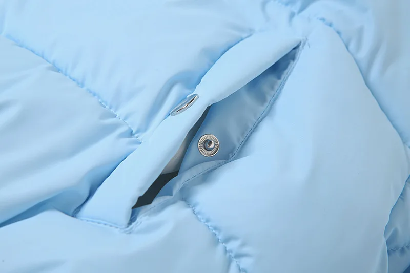 Blue Parkas Fashion Fall Winter Warm Cotton Coat Puffer Jacket and Coats Women Christmas Bubble Cropped Outerwear Warm Clothing