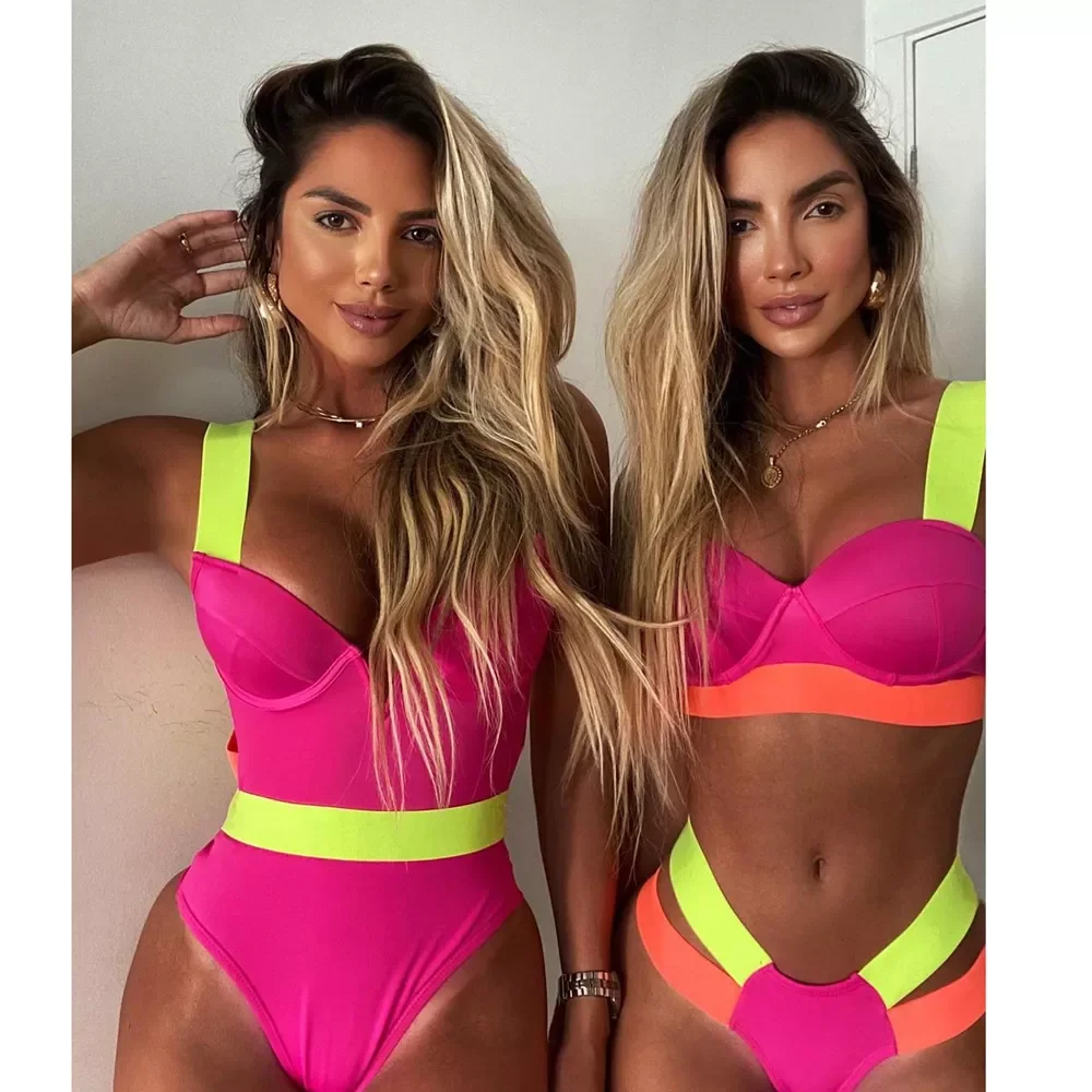 

2021 New Sexy Bikini Black Push Up Swimsuit Women Swimwear Splicing Bathing Suit Beach Swimming Suit