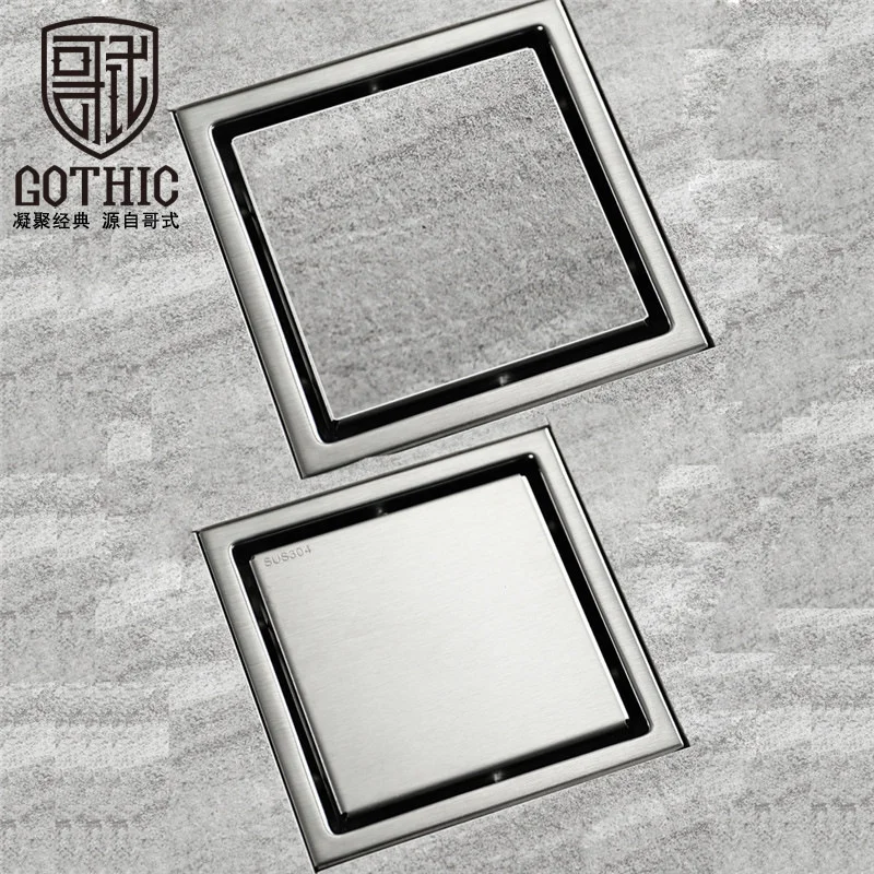 

304 Stainless Steel Wire drawing Invisible Floor Drain 150mm Hidden Dual-purpose Anti Odor Core Kitchen Shower Drain Strainer