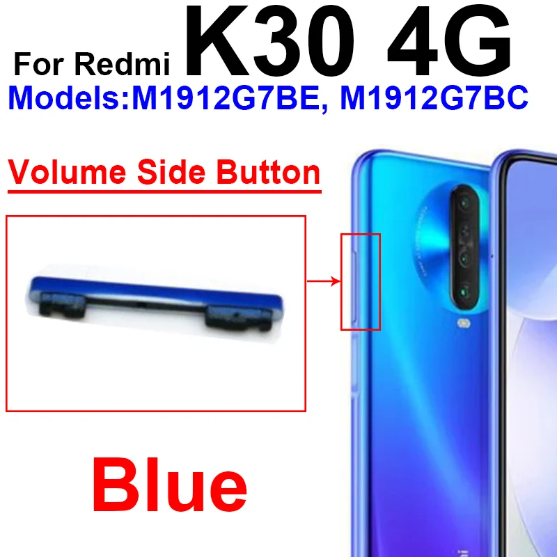 Кнопка включения / выключения силы громкости для Xiaomi Redmi K30 Pro K30i 4G 5G Up Down Ключевые детали управления.
